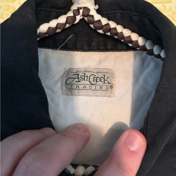 Vintage Black and White Button-Up Shirt with Blue Accents - Picture 6 of 10